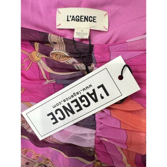 $495 L'AGENCE LOLISA SWEETHEART PINK BUCKLE SWIRL STRETCH MINI DRESS SZ 2 - Picture 8 of 8